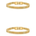 thumbnail image 4 of Minnieouse de Color sólido de 19cm/21cm, brazalete de acero de titanio, accesorio de moda para hombre, cadena de mano trenzada de moda, Oro 19CM 2piezas, 4 of 6