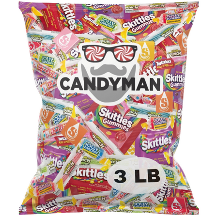 CANDYMAN Assorted Candy Variety Pack 3lbs of Bulk Individually Wrapped Pinata Stuffers