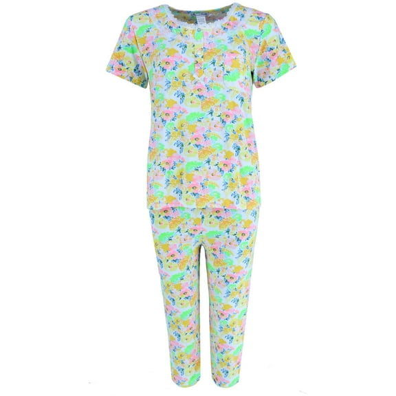 Elegant Emily  Yellow Floral Capri Set (Women)