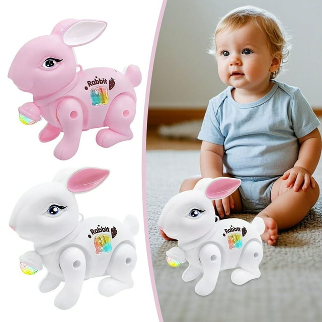 Interactive Educational Bunny Toy with Pull String and Light Up Features for Sensory Play Development in Toddlers