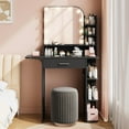 thumbnail image 2 of Vanity Desk with Mirror and Lights, Akaber 34.25” Small Makeup Vanity with Power Outlet, Black Vanity, 2 of 7