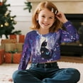 thumbnail image 5 of DISNIMO Girls Crop Tops Cat Butterfly Flower Print Kids Fashion Loose Cropped Sweatshirt Long Sleeve Pullover Tops Crew Neck Tee Shirt for 5-14 Years Old, 5 of 7