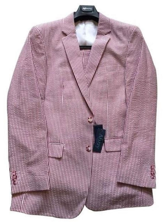 Mens Red/White Cotton Blend Modern Fit Suits