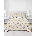 thumbnail image 2 of Quilt King Size Bedding Set, Pink Floral Reversible Summer Quilt 3 Pieces, Spring Botanical Wildflowers Summer Lightweight Bedspreads Coverlets with 2 Pillow Shams for All Seasons, 2 of 5