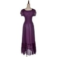 thumbnail image 3 of Robe Maxi pour Femme de Style Renaissance Paysanne, Style Bohème, Manches Cap, Garniture en Dentelle, Violet, Grand, 3 of 5