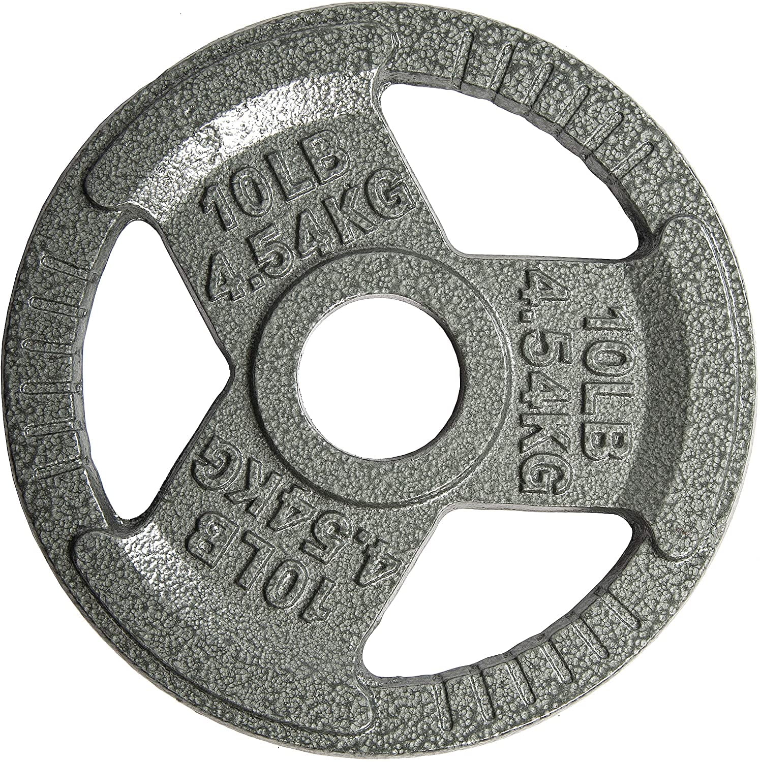 BalanceFrom Tri-Grip Cast Iron Plate Weight Plate for Strength Training, Weightlifting and Crossfit, 2-Inch, 10lbs Single