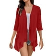 thumbnail image 1 of Hamky Womens Cardigan Plus Size Tops Lightweight Cardigans For Women 3/4 Sleeves Front Cardigan Boho Draped Ruffles Plus Size Knit Soft Cardigan Womens Shirts 3/4 Sleeve Tops Dark Blue 4XL, 1 of 6