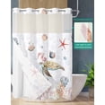 thumbnail image 2 of No Hook Shower Curtain with Snap in Liner, Summer Ocean Turtle Starfish Seashell Jellyfish Pearl Seaweed Shower Curtains for Bathroom, Washable Shower Curtain Liner Set with Mesh Top Window, 60"x72", 2 of 6
