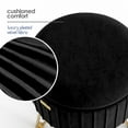 thumbnail image 3 of Hearth & Harbor Round Ottoman with Storage, Luxurious Foot Stool and Chic Vanity Stool with Storage, Elegant Pleated Velvet Black, 3 of 8