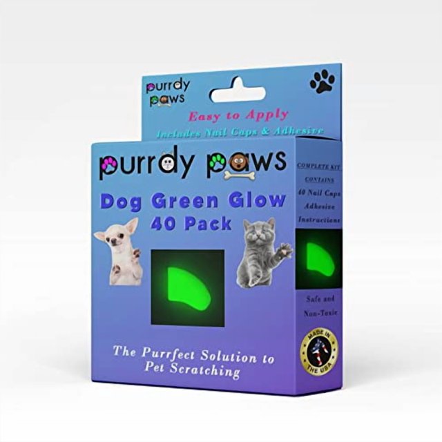 Purrdy Paws 40 Pack Soft Nail Caps for Dog Claws Glow-in-The-Dark Small