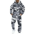 thumbnail image 2 of Hearthz Men's Hoodie Tracksuit 2 Pieces Set Camouflage Fleece Hoodie Jogger Sweatpants Set Winter Mens Sweatsuit, 2 of 6