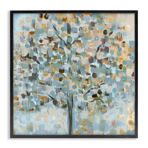 Stupell Industries Art Deco Abstract Speckled Tree Leaves Nature Glam Detail Black Framed Giclee Art, 24 x 24, by Susan Jill