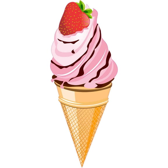 2X5 StrawBerry Ice Cream Sticker Vinyl Cup Decal Vehicle Bumper Stickers