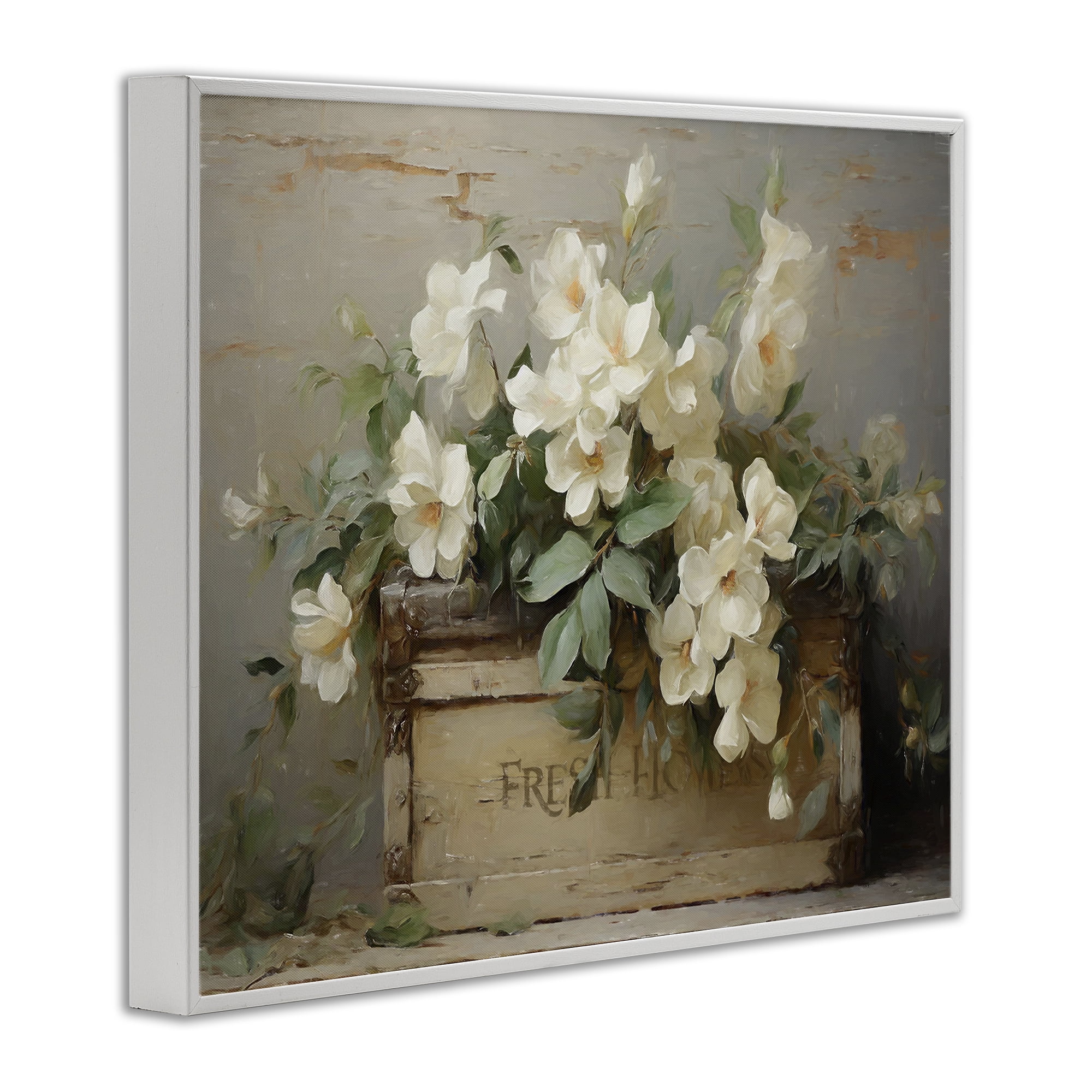 Stupell Industries Fresh Rustic Flowers Botanical & Floral Painting White Framed Art Print Wall Art, 20 x 16