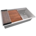 thumbnail image 6 of Ruvati RVH6222ST 33 in. 16 Gauge Stainless Steel Workstation Two Tiered Double Ledge Undermount Kitchen Sink, Silver, 6 of 7