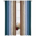 thumbnail image 2 of Blue Brown Semi Sheer Window Curtains 108 Inches Long, Farmhouse Wood Grain Vintage Vertical Striped Rod Pocket Voile Silky Chiffon Curtain Light Filtering Drapes for Living Room, 52"x108", 2 Panels, 2 of 9