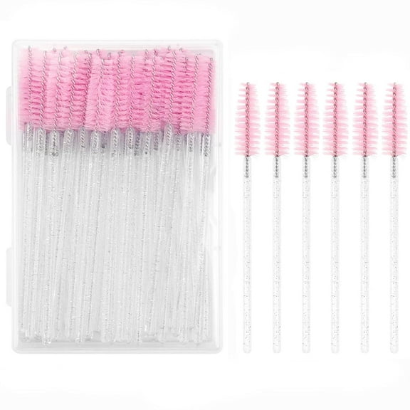 Disposable Eyebrow Brush, 50PCS Crystal Mascara Wands Disposable Eyelash Eyebrow Spoolie Brush (j-white powder)