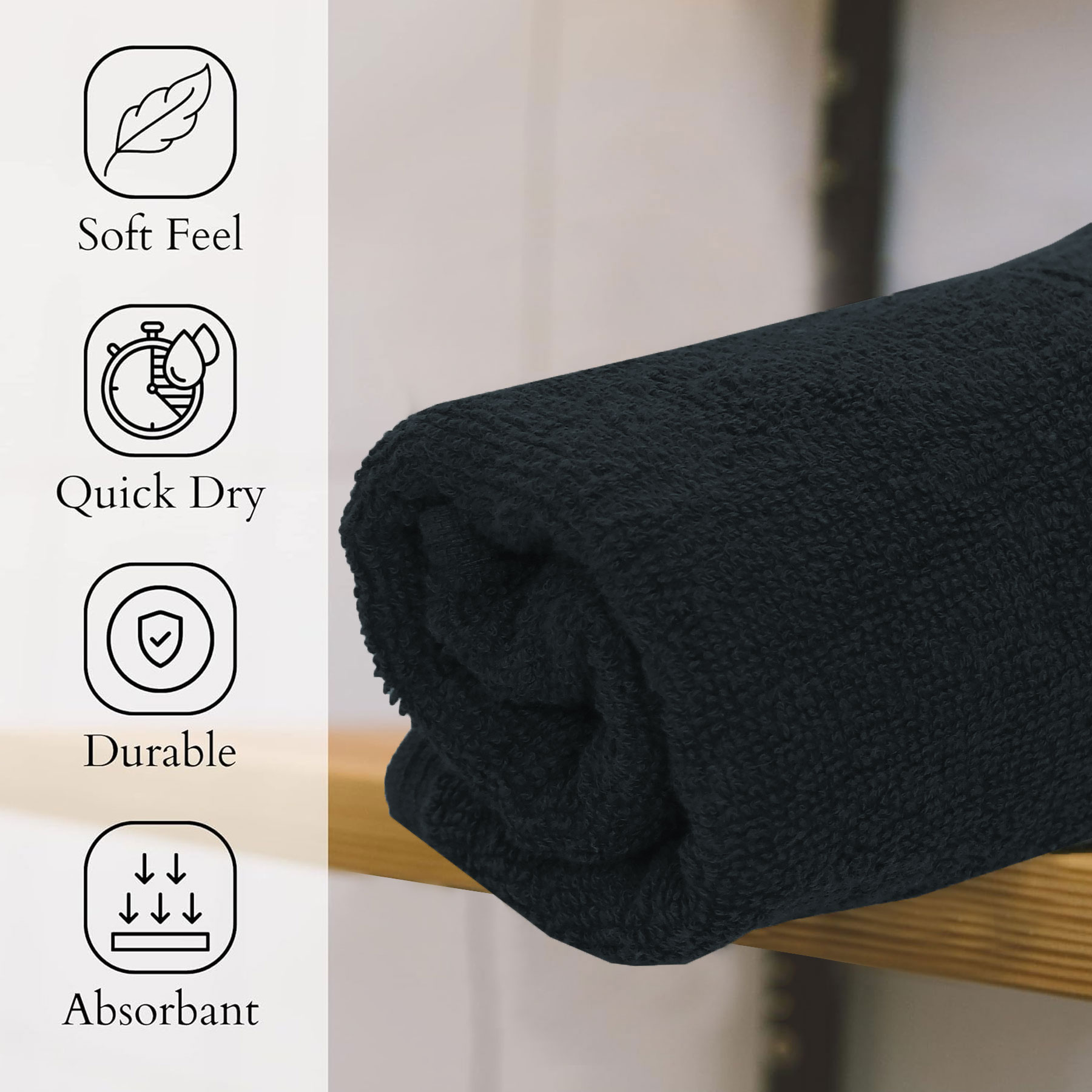 Gold Textiles Premium Grey Hand Towels 4 Packs 16x30 inches for Bathroom 100% Ring Spun Cotton Towel