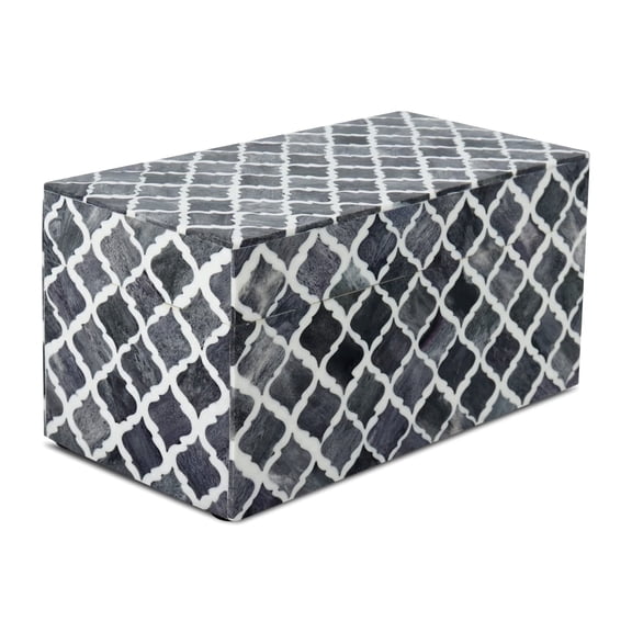 Handicrafts Home 10x5x5 Moroccan Decorative Storage Box with Lid, Grey Bone Inlay Handmade Keepsake Organizer for Coffee Table Decor