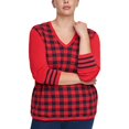thumbnail image 4 of Tommy Hilfiger Womens Buffalo Check Pullover Sweater, Red, Plus Size, 1X, 4 of 5