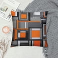 thumbnail image 2 of ARISTURING Modern Cool Geometric Pillow Cover Reversible Print Regular Geometry Simple Design Square Throw Pillow Cover for Bed or Sofa Decor Orange and Grey Plaid Decorative Cushion Cover, 2 of 5