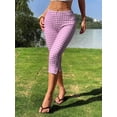 thumbnail image 6 of Women's Red Plaid Knit Elastic Leggings, 6 of 10