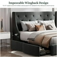 thumbnail image 5 of Amolife Queen Size Upholstered Platform Bed Frame with 4 Storage Drawers & Fabric Tufted Wingback Headboard, Dark Gray, 5 of 8