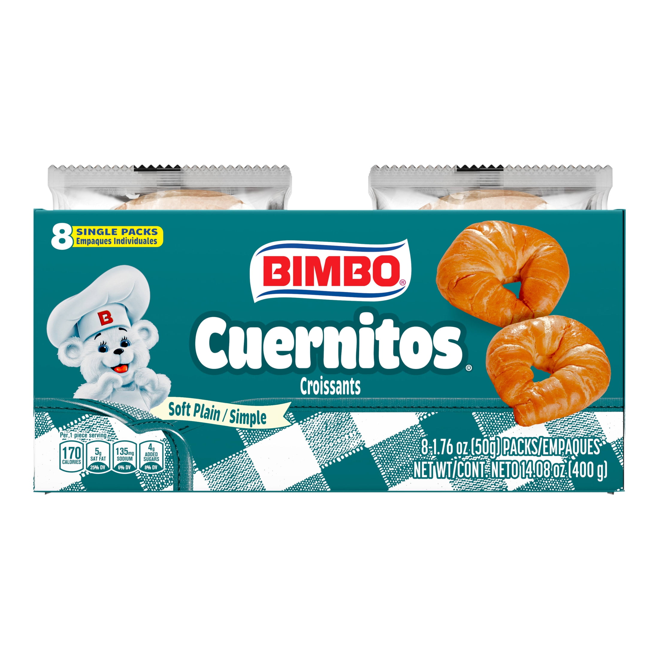Bimbo Cuernitos Plain Croissants, 8 packs, Croissants, 14.08 oz Multipack