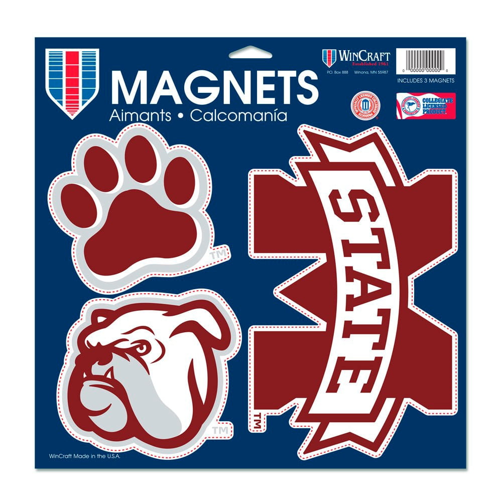 Large, 2 Pack NCAA Mississippi State Bulldogs Car Magnet 