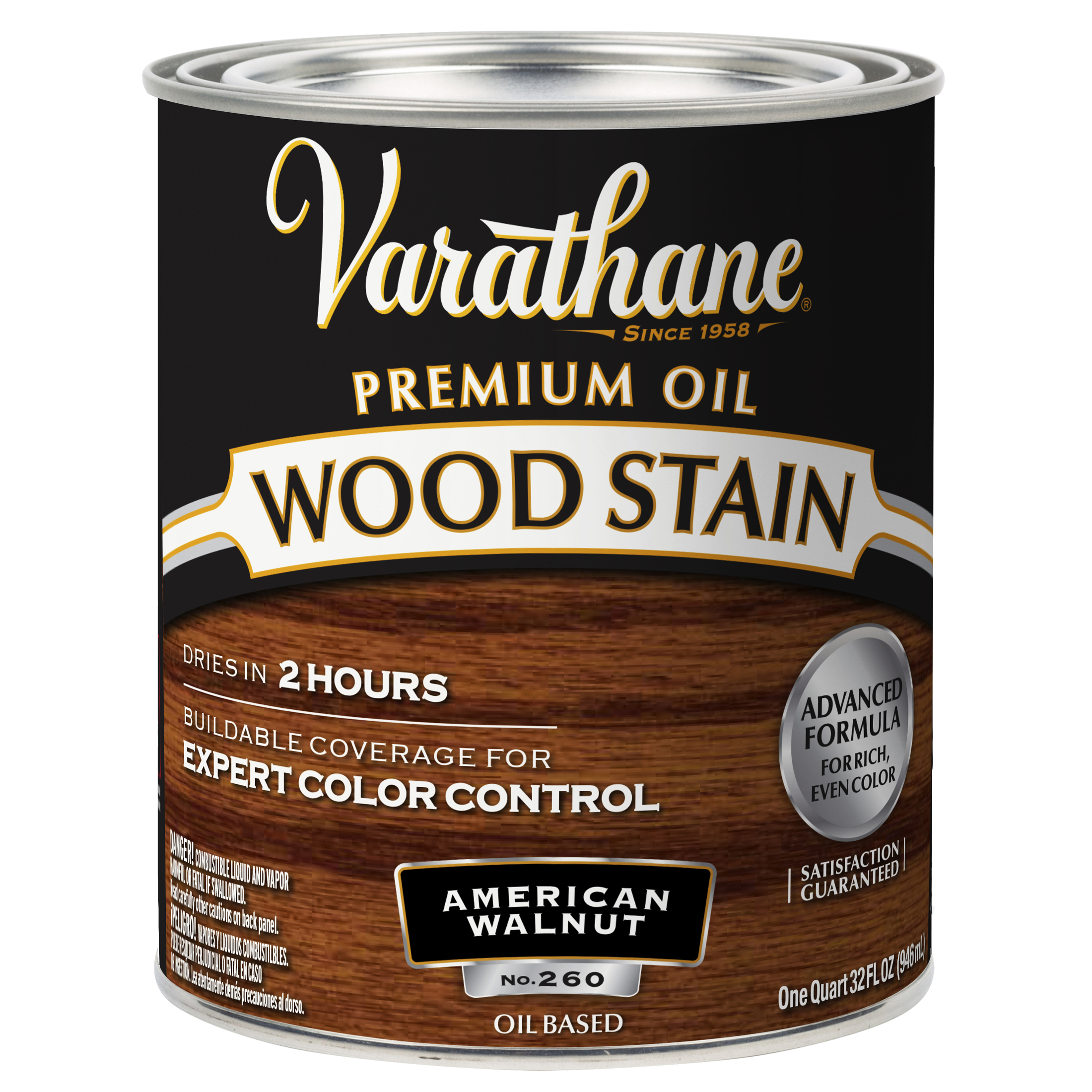 2 Pack, American Walnut, Varathane Premium Oil-Based Interior Wood Stain-211727H, Quart