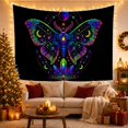 thumbnail image 3 of Cosmic Moth with Crystals and Planet Against Black Void, Mystical Psychedelic for Astronomy Fans, Celestial Space Art, Halloween Gift, Tapestry Wall Hanging for Bedroom and Dorm Room, 3 of 7