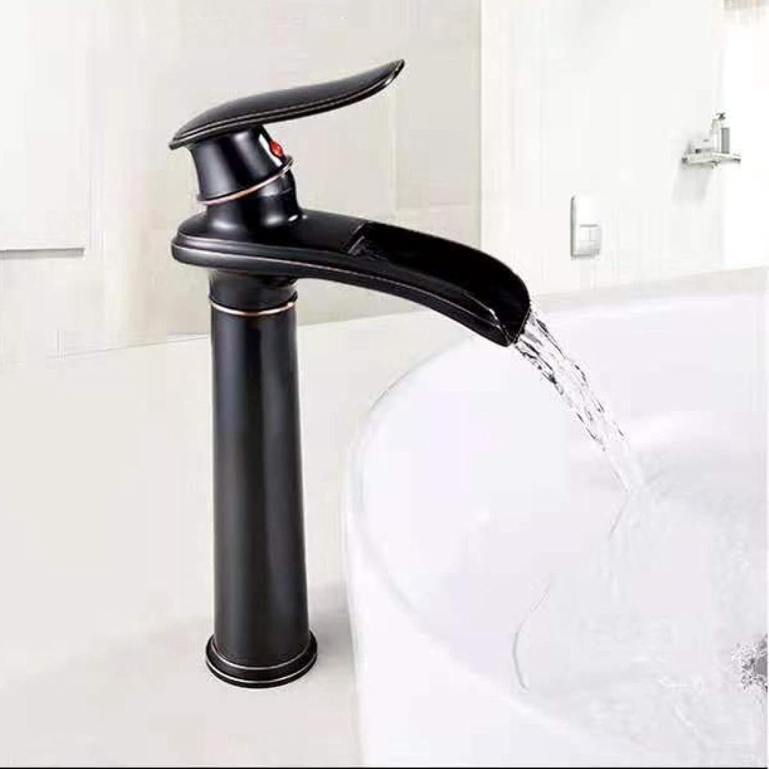 Bathroom Sink Faucet Waterfall Antique, Solid Brass, Hot and Cold Sink Mixer Tap Fauceting, Waterfall Single Handle Bathroom Sink Faucet, Short