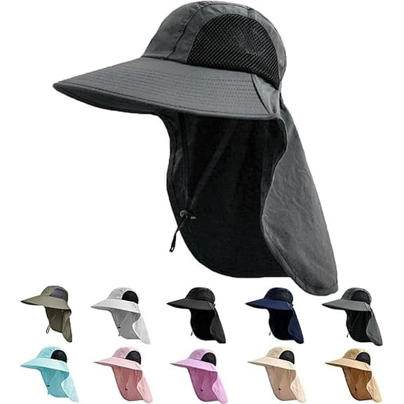 Vorkoi Sun Hat for Men Women with Neck Flap,UPF 50 UV Protective Hiking Fishing Hats,Wide Brim Sun Hat for Women&Men