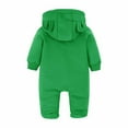 thumbnail image 3 of Odeerbi Baby Infant Boys Girls Clothes Animal Jumpsuit Baby Romper Fall Winter Harper Thickened Romper Ear Styling Solid Color Dopamine Color Zipper Jumpsuits Green 6-9 Months, 3 of 8
