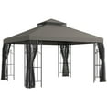 thumbnail image 3 of Outsunny 141.7" x 118.1" Steel Outdoor Patio Gazebo Canopy with Removable Mesh Curtains, Display Shelves, & Steel Frame, Gray, 3 of 10