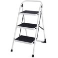 thumbnail image 1 of 3 Step Ladder, Folding Heavy Duty Step Stool Lightweight Steel Ladder with Handgrip and Wide Anti-Slip Platform for Kitchen Shop, 340lbs Capacity (Black), 1 of 8