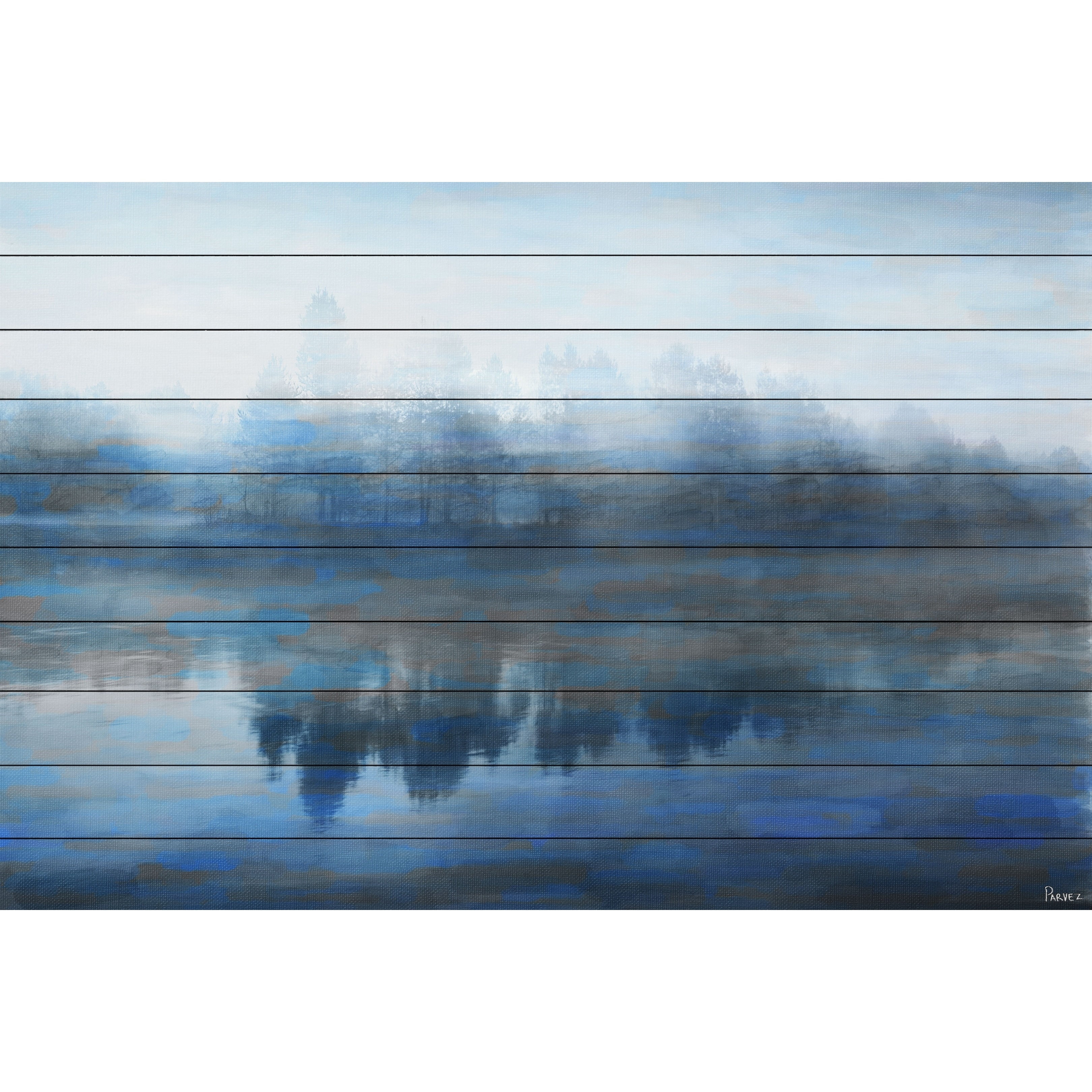 Parvez Taj  'Lake Marmont' Painting Print on White Wood 45 x 30