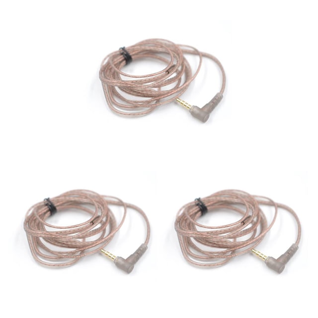 QualitChoice Copper Core Earphone Cable Universal Portable Woven HiFi Headset Upgrading Wire Cellphone Phone Tablets Cord Accessories Black B Without Mic 3Set