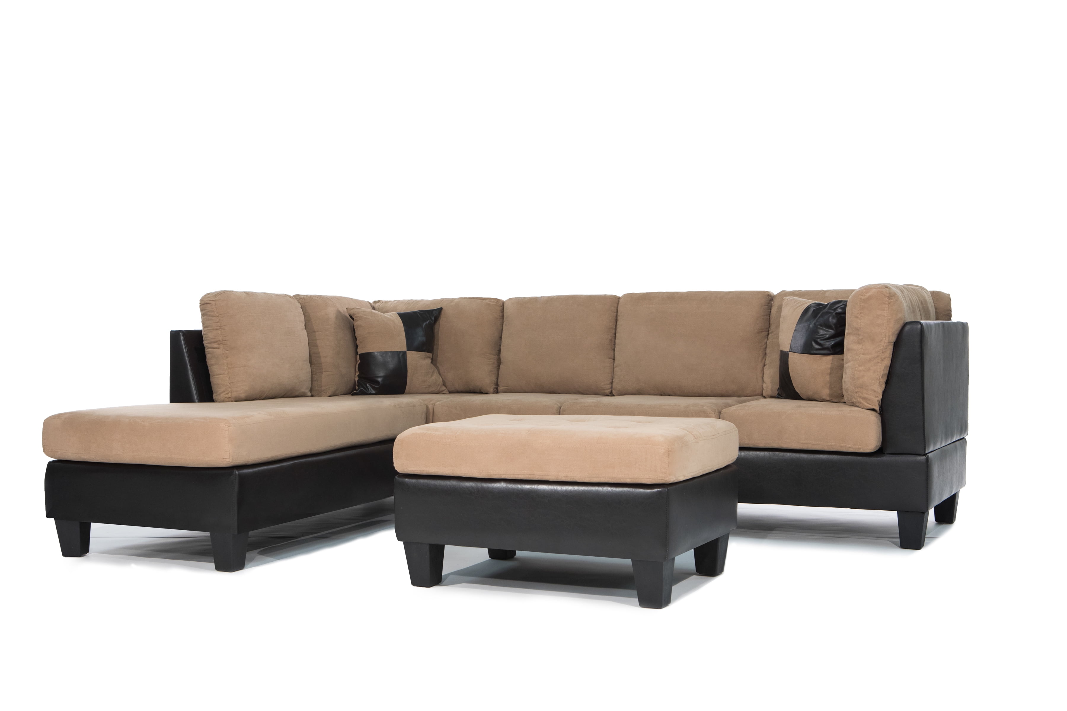 microfiber and faux leather sectional sofa