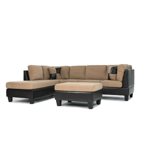 Faux Leather Sectional Sofa, Microfiber And Faux Leather Sectional Sofa