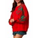 thumbnail image 3 of Sudadera con Cuello Redondo, Larga y Lazo para Mujer, Estilo Informal, Estilo Farol, Estilo Otoño, Estilo Y2k Rojo S, 3 of 8