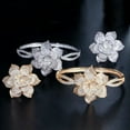 thumbnail image 2 of EOEMY Stunning White Gold Heart Cz Flower Cuff Bangle Ring Bridal Costume Jewelry Sets, 2 of 8