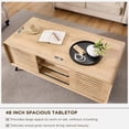 thumbnail image 4 of TOYTEXX Lift-Top Coffee Table, 48" Mid-Century Modern Wood Coffee Table with Hidden Storage, Sliding Doors & Open Shelves, 4 of 7