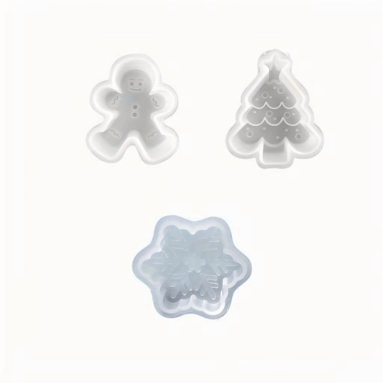 3pcs Pine Tree Gingerbread Man Snowflake Silicone Candle Mold DIY Cartoon Plaster Clay Resin Mold Decoration
