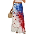 thumbnail image 2 of America 250 Pants for Women 1776-2026 American Flag Print Wide Leg Pajama Bottoms Elastic High Waist Slit Baggy Casual Soft Lounge Pants, #01 Blue, L, 2 of 6