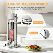 Hakka 7L/15lb Stainless Steel Vertical Sausage Stuffer, 2-Speed Manual Meat Filler with 4 Stuffing Nozzles