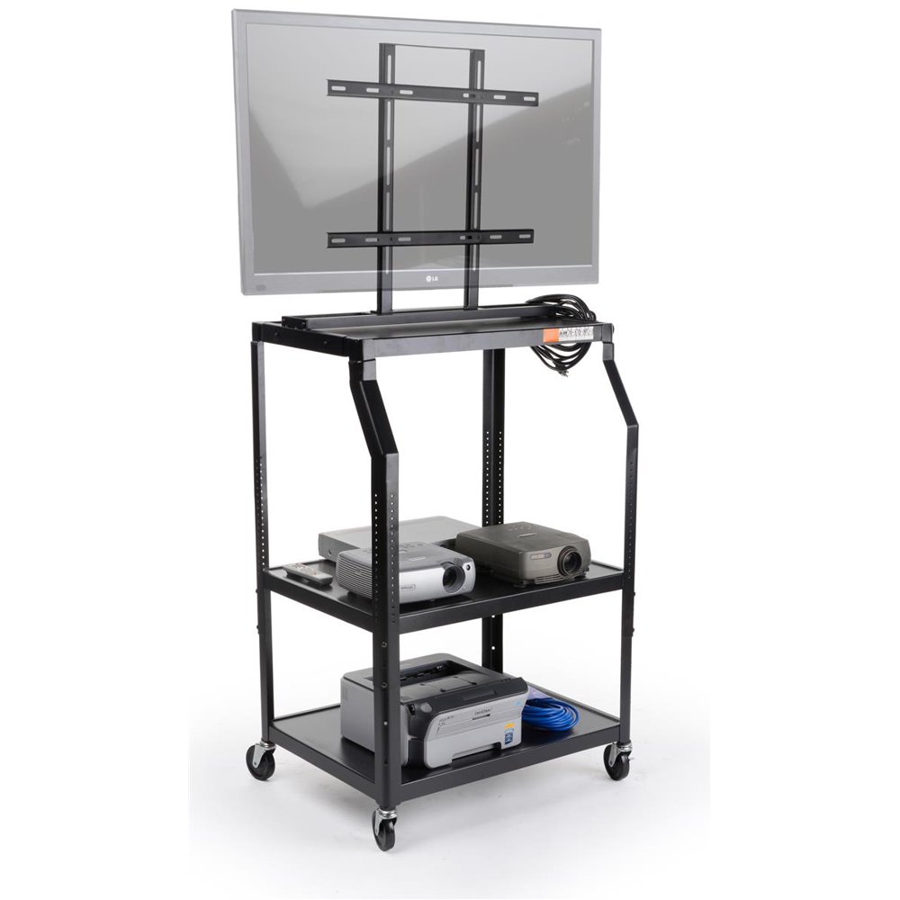 AV Cart with Mounting Bracket for Flatscreen Monitors Between 26" and