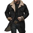 thumbnail image 2 of Ettsollp Men Jacket Autumn Winter Woolen Coat Lapel Single-Breasted Mid-Length Windproof Jacket Suede Multi Pockets Outerwear, 2 of 8
