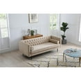 thumbnail image 4 of Pemberly Row Velvet Mid-Century Contemporary Velvet Sofa in Sand, 4 of 6