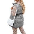thumbnail image 4 of Qmyliery Women Cotton-Padded Coats, Sleeveless Stand Neck Zipper Drawstring Waist Side Pockets Winter Waistcoat, 4 of 5